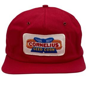 Vintage K-Products CORNELIUS SEED CORN USA Snapback Hat Red USA Made (H27)